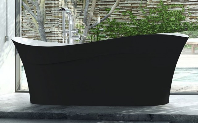 Black freestanding deals tub