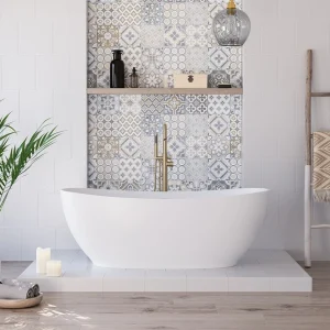 Maax 107174-000-240 Valentina 67 x 32 Acrylic Freestanding Center Drain Bathtub in Matte White