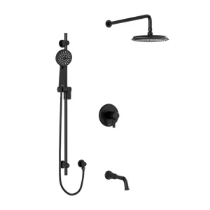 Riobel KIT1345MMRDJBK Momenti Thermostatic 3-Way System With Hand Shower Rail Shower Head And Spout