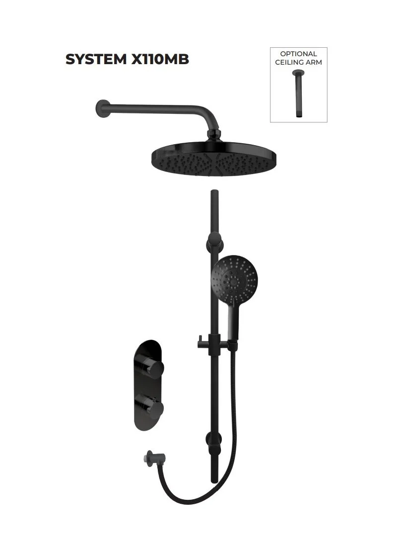 Chrome 4-Way Thermostatic Shower Faucet With 6'' Regular Head, 12'' Or 16'' Rainfall Head, Body Jets, Optional LED Light 16'' LED Rain Head - View #13