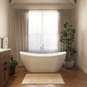 Neptune 220305 Hallstatt 6729 AFR Acrylic Freestanding Center Drain Bathtub in White
