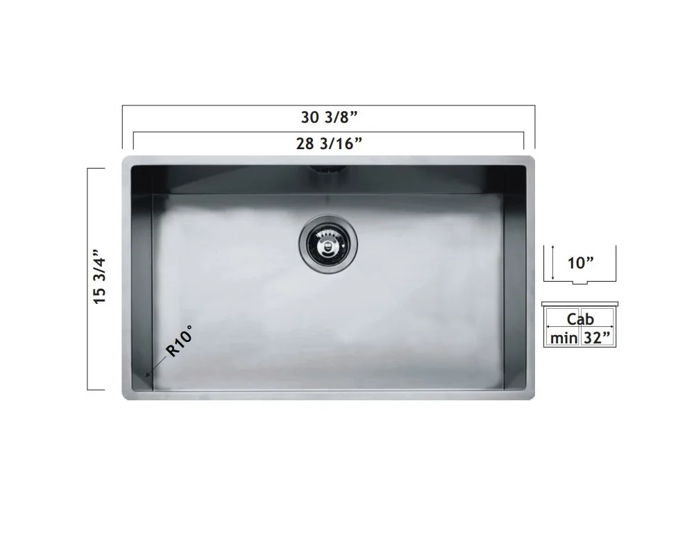 Oaks Kitchen & Bath 0153B8 Radius 10 Pyper Undermount Sink